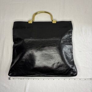 Vintage Cabrelli Patent Leather‎ Sleek Handbag With Gold Handle. Made In Canada